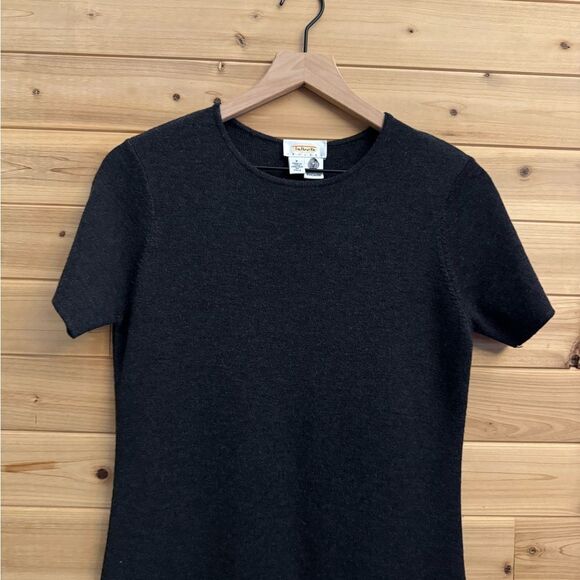 Vintage Talbots Size Medium Petite Charcoal Gray Wool Maxi Dress - Picture 6 of 11